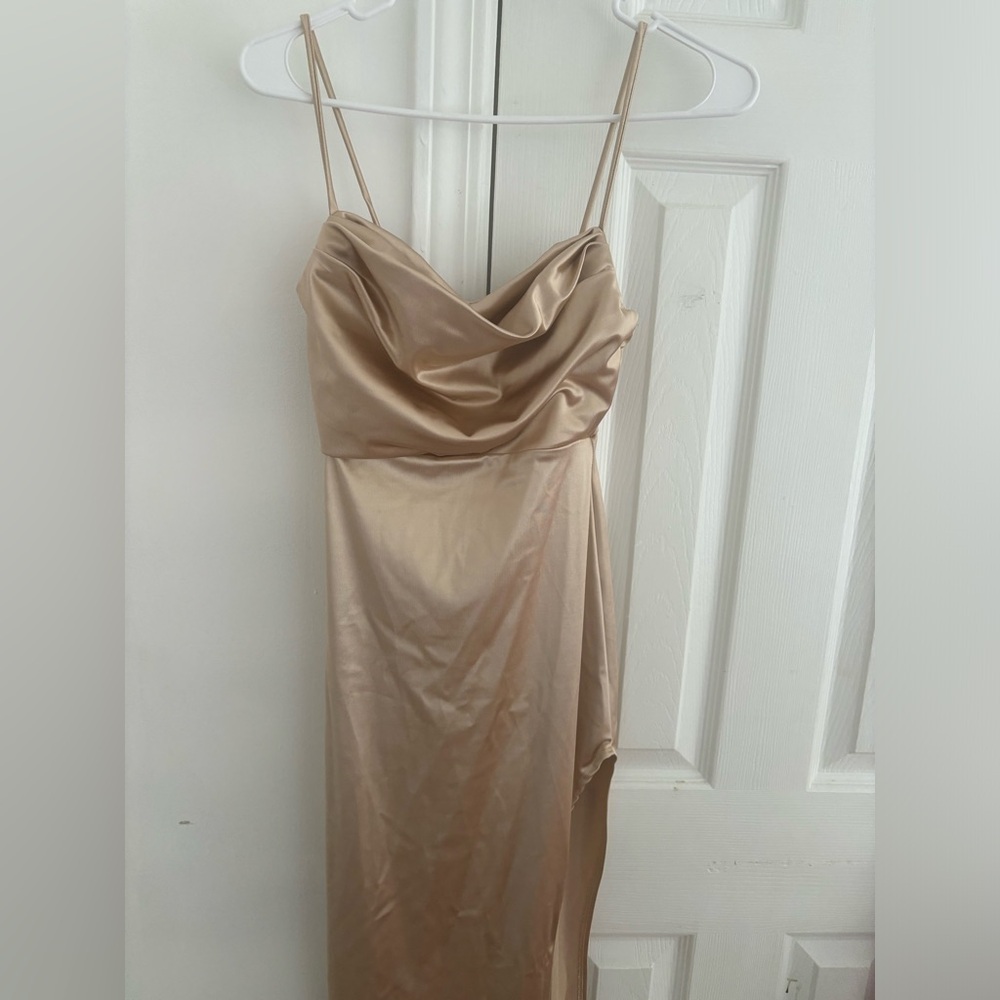 Windsor Gold Long Slit Dress